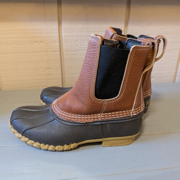 L.L Bean Chelsea Pull-on Duck Boots Leather Waterproof Hunting Outdoor - Picture 2 of 16